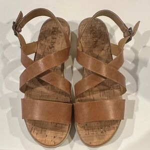 Korks Leather Brown Strappy Sandals